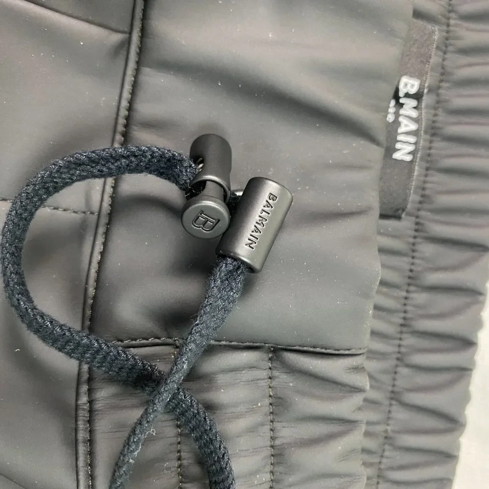 BALMAIN mens Maxi Monogram Knee-Pad Track Pants Nylon Jogger‎ Black Ivory 48